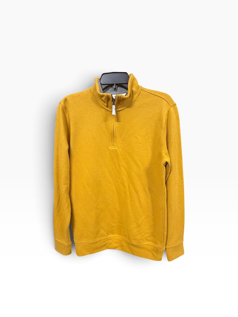 Land's End Men's Cotton Quarter Zip Pullover Sweater SMALL Yellow Gold Preppy